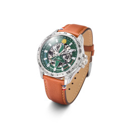 La Montre Homme Patrouille De France Athos 8, Automatique, acier, cuir et cadran vert 668143