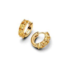 Les Boucles d'oreilles créoles Pandora moments, Hoop jaune en métal doré or jaune 585/1000, 263851C02