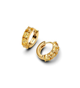 Les Boucles d'oreilles créoles Pandora moments, Hoop jaune en métal doré or jaune 585/1000, 263851C02