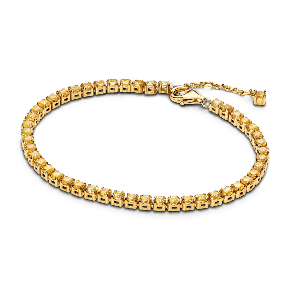 Bracelet tennis étincelant Pandora Moments, en métal doré or jaune 585/1000, 561469C03