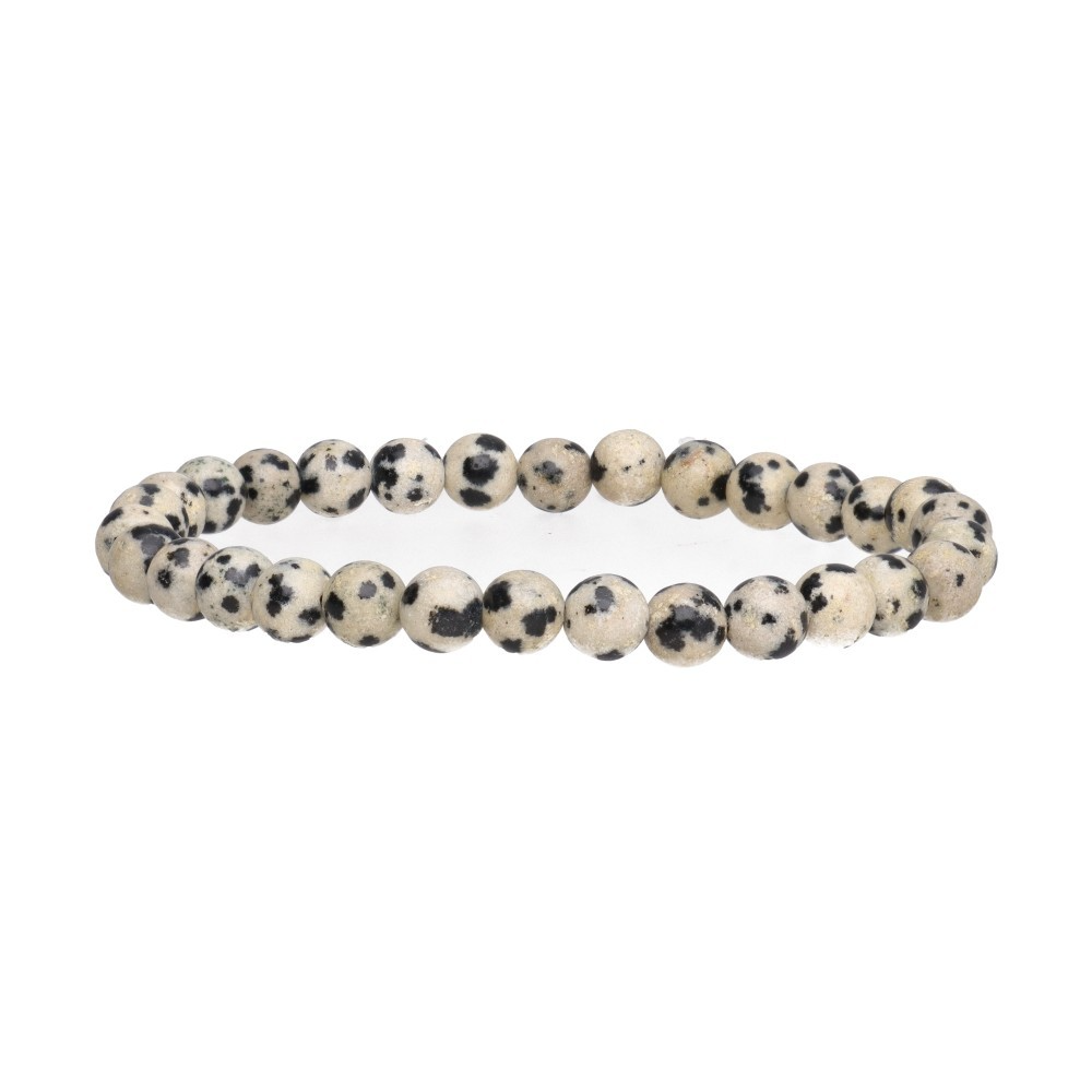 Bracelet pierres naturelles 6mm jaspe dalmatien AB