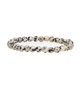 Bracelet pierres naturelles 6mm jaspe dalmatien AB