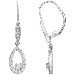 Boucles d'oreilles pendantes argent 925/1000, ovales Argent by Stauffer 70400764