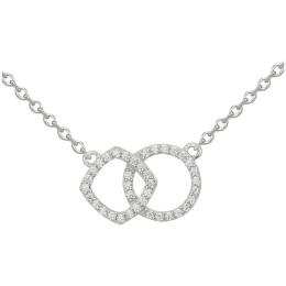Collier argent 925/1000, cercle et carré pavés Argent by Stauffer 70701015