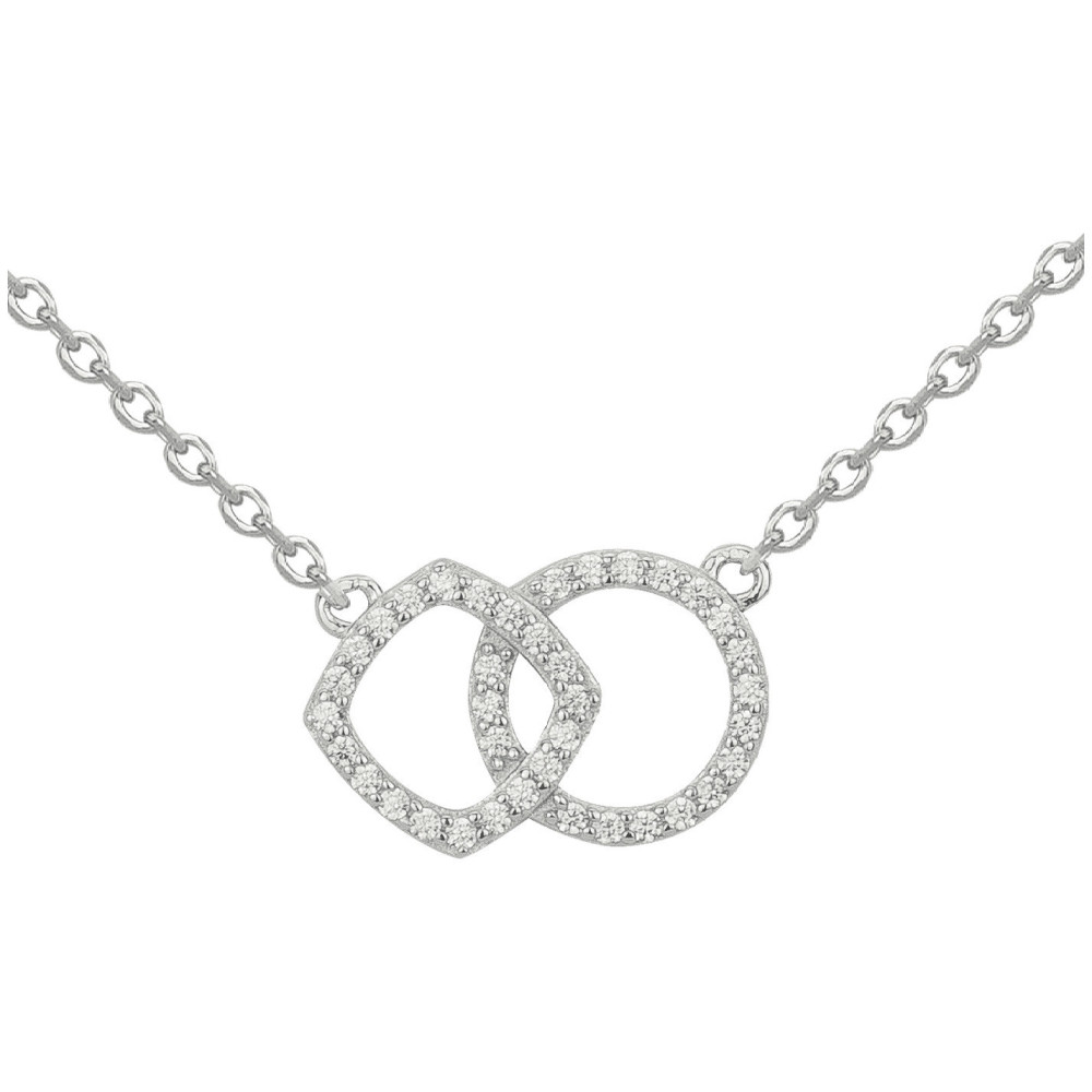 Collier argent 925/1000, cercle et carré pavés Argent by Stauffer 70701015