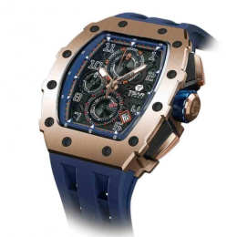 La Montre homme Tsar Bomba Elemental collection, acier PVD rose et silicone bleu TB8204Q05