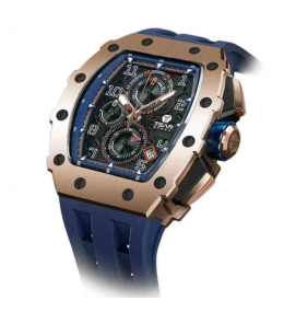 La Montre homme Tsar Bomba Elemental collection, acier PVD rose et silicone bleu TB8204Q05