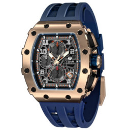 Montre homme Tsar Bomba Elemental collection, acier PVD rose et silicone bleu TB8204Q05