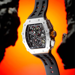 La Montre homme Tsar Bomba Elemental collection, acier et silicone noir TB8204Q31