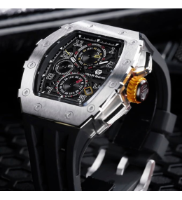 La Montre homme Tsar Bomba Elemental collection, acier et silicone noir TB8204Q31