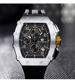 La Montre homme Tsar Bomba Elemental collection, acier et silicone noir TB8204Q31