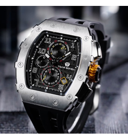 La Montre homme Tsar Bomba Elemental collection, acier et silicone noir TB8204Q31