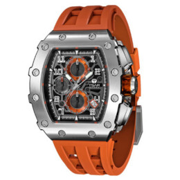 Montre homme Tsar Bomba Elemental collection, acier et silicone orange TB8204Q32