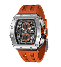 Montre homme Tsar Bomba Elemental collection, acier et silicone orange TB8204Q32