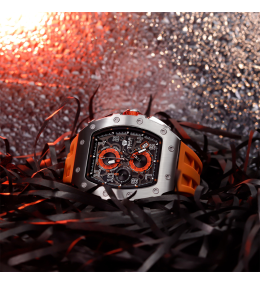 La Montre homme Tsar Bomba Elemental collection, acier et silicone orange TB8204Q32