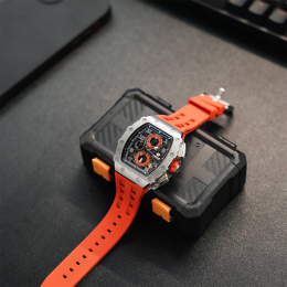 La Montre homme Tsar Bomba Elemental collection, acier et silicone orange TB8204Q32