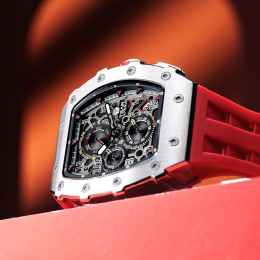 La Montre homme Tsar Bomba Elemental collection, acier et silicone rouge TB8204Q33
