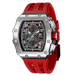 Montre homme Tsar Bomba Elemental collection, acier et silicone rouge TB8204Q33
