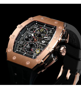 La Montre homme Tsar Bomba Elemental collection, acier PVD rose et silicone noir TB8204Q35