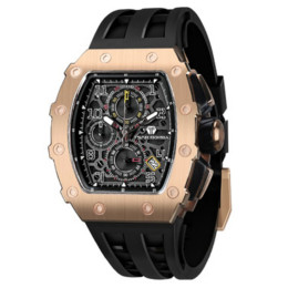 Montre homme Tsar Bomba Elemental collection, acier PVD rose et silicone noir TB8204Q35