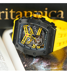 La Montre homme Tsar Bomba Elemental collection, Automatique, acier PVD noir et silicone jaune TB8208A13