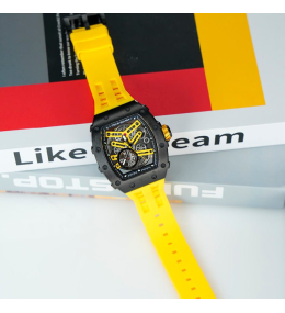 La Montre homme Tsar Bomba Elemental collection, Automatique, acier PVD noir et silicone jaune TB8208A13