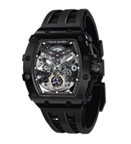 Montre homme Tsar Bomba Elemental collection, Automatique, acier PVD noir et silicone noir TB8208A45