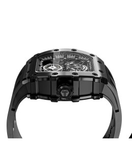 La Montre homme Tsar Bomba Elemental collection, Automatique, acier PVD noir et silicone noir TB8208A45
