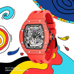 La Montre homme Tsar Bomba Elemental collection, Automatique, acier et carbone rouge et silicone TB8208CF37