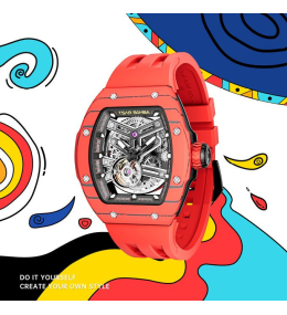 La Montre homme Tsar Bomba Elemental collection, Automatique, acier et carbone rouge et silicone TB8208CF37