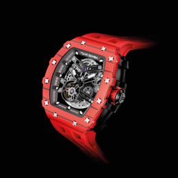 La Montre homme Tsar Bomba Elemental collection, Automatique, acier et carbone rouge et silicone TB8208CF37
