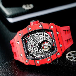 La Montre homme Tsar Bomba Elemental collection, Automatique, acier et carbone rouge et silicone TB8208CF37