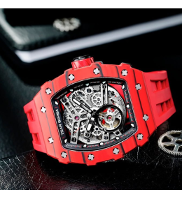 La Montre homme Tsar Bomba Elemental collection, Automatique, acier et carbone rouge et silicone TB8208CF37