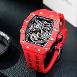 La Montre homme Tsar Bomba Elemental collection, Automatique, acier et carbone rouge et silicone TB8208CF37