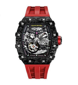 Montre homme Tsar Bomba Elemental collection, Automatique, acier et carbone noir et silicone TB8208CF39