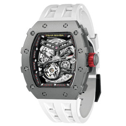 Montre homme Tsar Bomba Elemental collection, Automatique, titane et bracelet élastomère blanc FKM TB8208T02