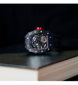 La Montre homme Tsar Bomba Elemental collection, Automatique, acier, carbone noir et bracelet élastomère noire FKM TB8209CF01