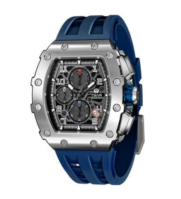 Montre homme Tsar Bomba Elemental collection, acier et silicone bleu TB8204Q34