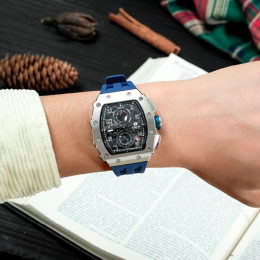La Montre homme Tsar Bomba Elemental collection, acier et silicone bleu TB8204Q34