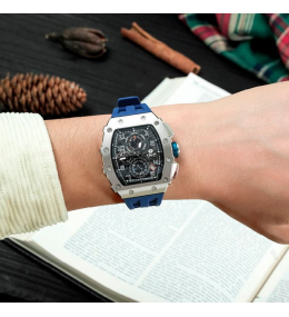La Montre homme Tsar Bomba Elemental collection, acier et silicone bleu TB8204Q34