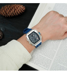 La Montre homme Tsar Bomba Elemental collection, acier et silicone bleu TB8204Q34
