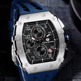 La Montre homme Tsar Bomba Elemental collection, acier et silicone bleu TB8204Q34