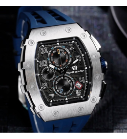 La Montre homme Tsar Bomba Elemental collection, acier et silicone bleu TB8204Q34