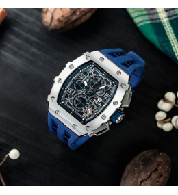 La Montre homme Tsar Bomba Elemental collection, acier et silicone bleu TB8204Q34