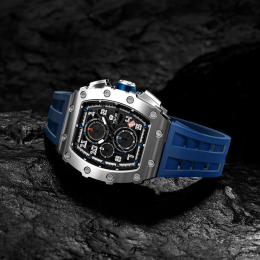 La Montre homme Tsar Bomba Elemental collection, acier et silicone bleu TB8204Q34