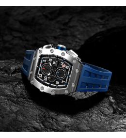 La Montre homme Tsar Bomba Elemental collection, acier et silicone bleu TB8204Q34