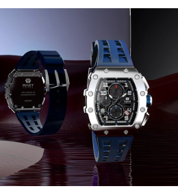 La Montre homme Tsar Bomba Elemental collection, acier et silicone bleu TB8204Q34