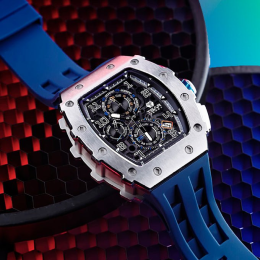 La Montre homme Tsar Bomba Elemental collection, acier et silicone bleu TB8204Q34