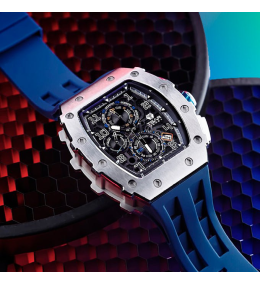 La Montre homme Tsar Bomba Elemental collection, acier et silicone bleu TB8204Q34
