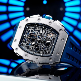 La Montre homme Tsar Bomba Elemental collection, acier et silicone bleu TB8204Q34